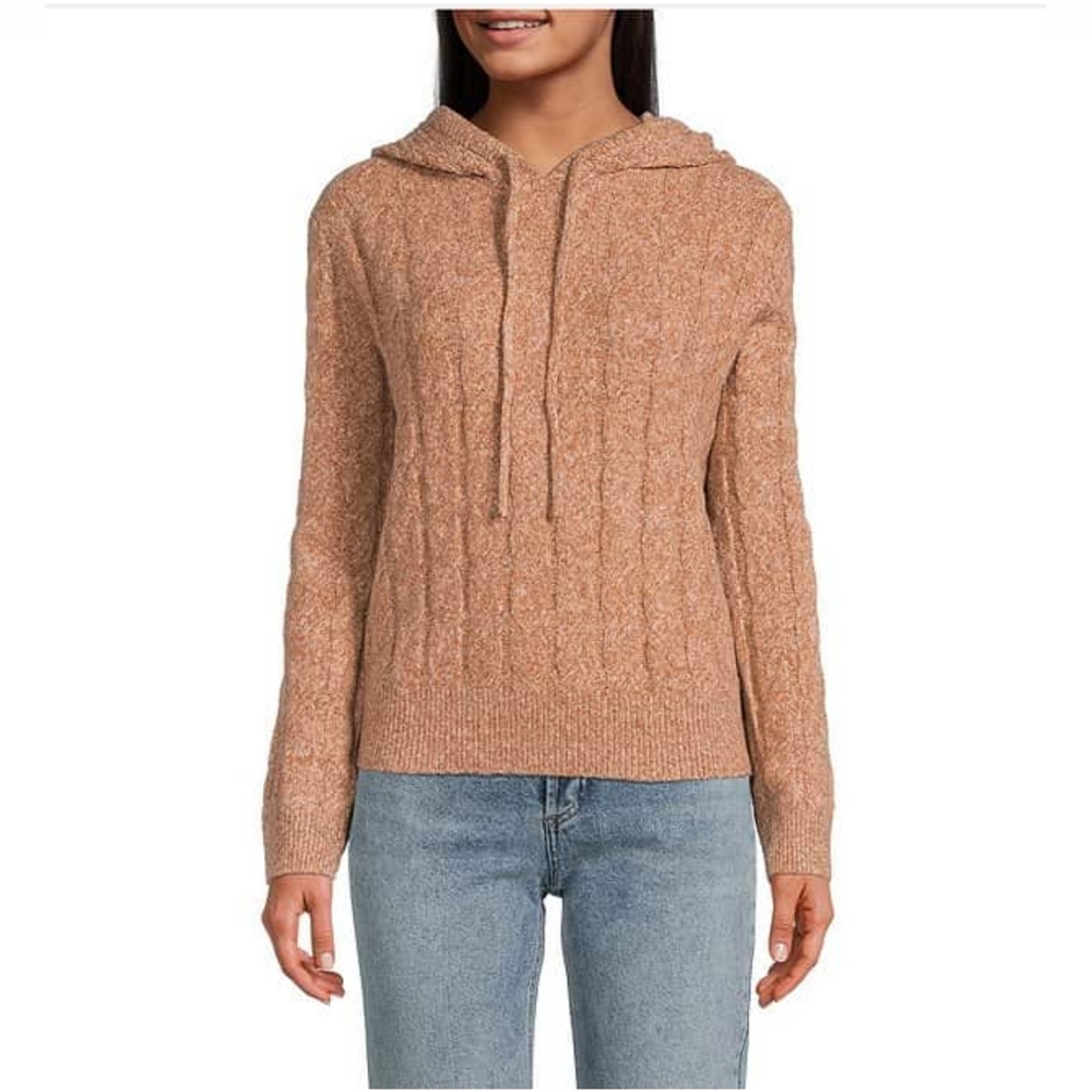 Every Long Sleeve Cable Knit Hoodie Wool blend Sz XS